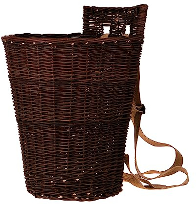 e-wicker24 Alles aus Weide Zaino in Vimini con Due Cinghie Cestino Portatile in Vimini con Finiture Interne Cesto di Trasporto Posteriore Cesto di Frutta Spazioso