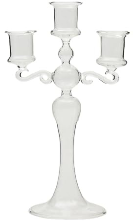 Xistuoz Chandelier à 3 branches | Bougeoirs en verre transparent à 3 branches | Décoration de table à manger pour décoration d'intérieur, mariage, fête, centre de table à manger