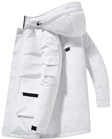 SWJGLITTR Piumino invernale da uomo parka mimetico stampato antivento piumino con cappuccio cappotto spesso imbottito caldo, bianco, XX-Large
