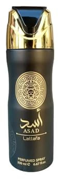 Lattafa Asad Déodorant en spray parfumé pour homme, 6,7 onces