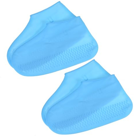 PATIKIL 2 Paires L Couvre-Chaussures en Silicone Imperméables Bleu | Antidérapants Réutilisables, Protections de Chaussures de Pluie, Galoches pour l'Extérieur, Pluie Neige