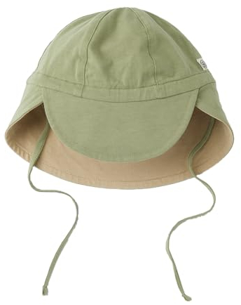 Cloby Sonnenhut Schirmmütze Mütze mit Nackenschutz wendbar UV-Schutz (UPF 50+) Baby (Gr. 0-6 Monate) Olive/Sandy Beach beige