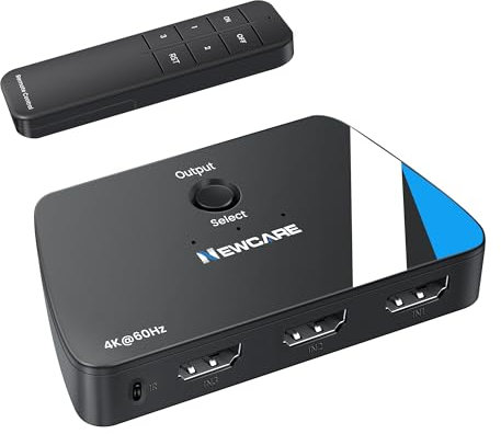 NEWCARE HDMI Switch 3 in 1 Out, 4K@60Hz with Remote, HDR10+ Dolby VRR 3D