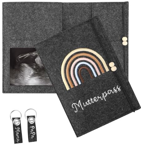 LPZMPZ Mutterpass für Schutzhülle aus Filz mit Fächern, Mutterkindpasshülle Österreich, Deutschen Hülle Mutterpass zur Aufbewahrung von Ultraschallbild, Impfpass, Versichertenkarte (Dunkelgrau)