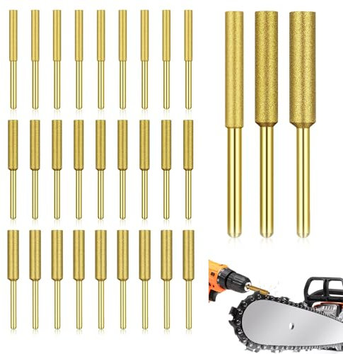 30 Pezzi Affilatrice Per Motoseghe Diamantate, Pietra Abrasiva Per Motosega, 3 Diverse Dimensioni, 4.0mm,4.8mm,5.5mm,Per Affilare Le Motoseghe E Lucidare La Giada