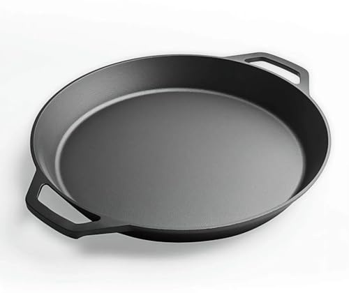 LI-GELISI 18-inch Pre-Seasoned Cast Iron Skillet - Dual Assist Handles - Nitrided Rust-Proof - For Oven, Stovetop, Grill & Campfire
