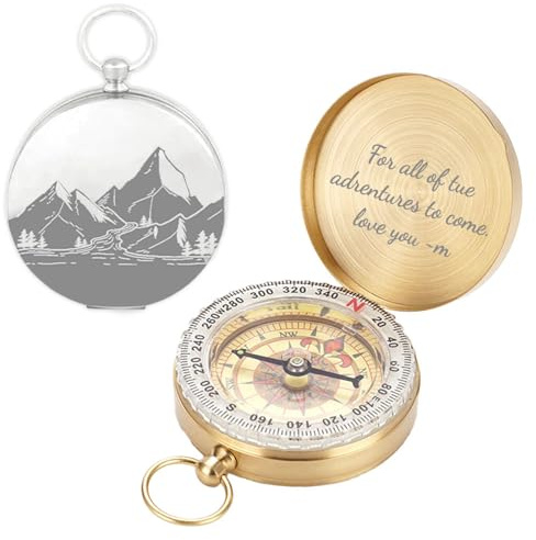 Boussole personnalisée pour Homme, Boussole de Poche en Laiton, Aiguille magnétique de Haute précision, Cadeau pour Lui, Mari, Petit ami