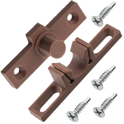 AERZETIX - Set di 4 chiavistelli per telaio di zanzariera + 16 viti autofilettanti Ø3.9x16 mm con testa svasata | in plastica colore marrone