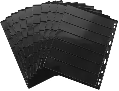 Toyvian Álbum de Sellos 10 Hojas de Páginas de PVC Transparente Estándar, Doble Cara, para Coleccionistas de Tarjetas, Billetes y Sellos