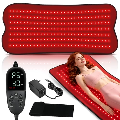 210 LEDS Cinturón Terapia de Luz Roja, 9 niveles de temporizador, 5 niveles de intensidad, 660 nm y 850 nm Lámpara de Infrarrojos luz Roja Terapia, para piernas, espalda, cintura, hombros negros