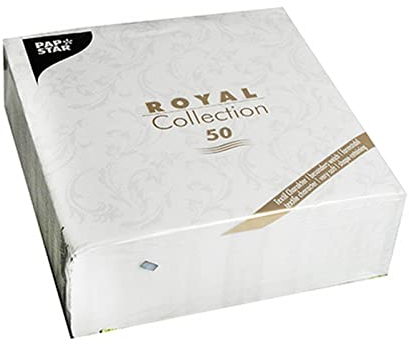 Papstar, 50 Servietten ROYAL Collection 1/4-Falz 40 cm x 40 cm weiss Damascato, #84994
