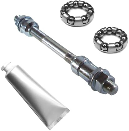 cyclingcolors SET SOLID SILVER FRONT AXLE 8 x 135 MM + BALL BEARING 3/16 + GREASE BIKE HUB BIKE WHEEL VINTAGE UNIVERSAL CYCLE RETRO CLASSIC L'EROICA SPINDLE STEEL MTB MOUTAIN TRACK SINGLESPEED