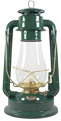 Heinze Petroleumlampe GARDEN, grosse Sturmlaterne aus Schweden, grün, mit vermessingten Elementen, Höhe 38 cm, Einfülldeckel mit Kindersicherung, Leuchtdauer ca. 29 Std.