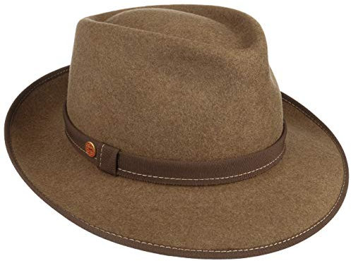 Mayser Tabea Wollhut Bogarthut Wollfilzhut Damen - Made in The EU mit Ripsband Winter Frühling-Sommer Herbst-Winter - L (58-59 cm) beige-meliert