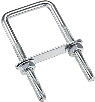 sourcing map 4 Stück Vierkant U-Bolzen Bügelschrauben Bügelbolzen 1-5/8 (40 mm) Innenbreite Kohlenstoffstahl M8 mit Muttern, Rahmenplatte, runde Unterlegscheiben