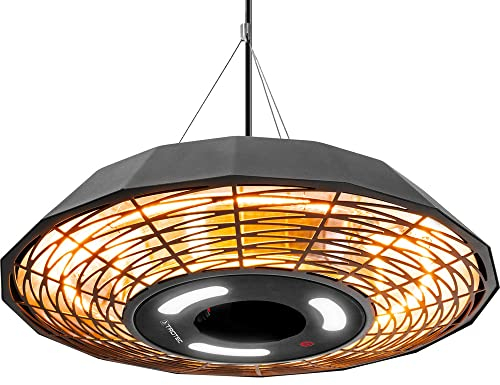 TROTEC Infrarotheizung IR 2010 SC – Heizleistung 2000 W – Deckenheizstrahler für Terrase, Balkon oder Außengastronomie, inkl. Fernbedienung, LED-Beleuchtung