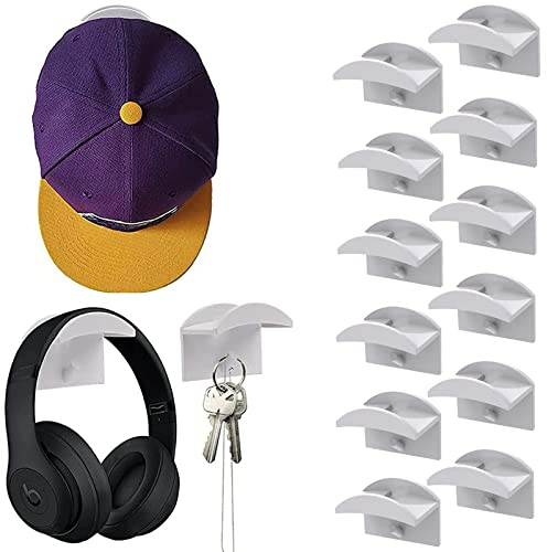 CTDMJ Selbstklebende Huthaken 12Stück Selbstklebende Huthaken Wand Cap Halterung Wand Hut-Organizer Hutaufbewahrung Huthalter für Verschiedene Mützen,Schals,Taschen