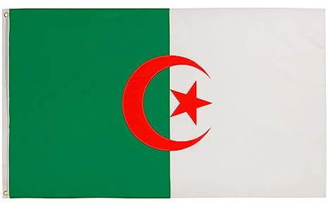 PHENO FLAGS Algerien Flagge 90x150cm - wetterbeständige Fahne mit Messingösen, 100% Polyester, robuste Doppelnaht & in lebendigen Farben - ideal für Flaggen-Liebhaber