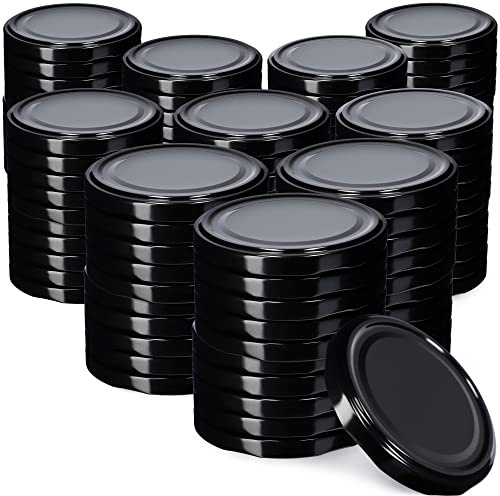 KADAX Lot de 100 couvercles à visser - Diamètre : 66 mm - Noir - Couvercle de rechange pour bocaux de conservation et bocaux de provision, hermétiques et anti-fuite