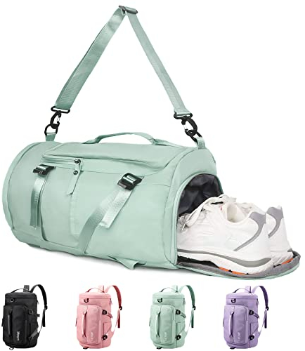 KYYLZ Sporttasche für Damen und Herren Reisetasche mit Schuhfach und Nassfach,33L Weekender Tasche Trainingstasche Schwimmtasche Fitnesstasche Handgepäck Tasche Rucksack für Sport Yoga Urlaub Grün