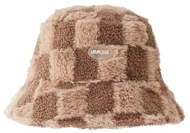 Damen Fischerhut Wintermütze Flauschige Bucket Hat Warme Einfarbig Winter Fischerhut Damen Kunstpelz Bucket Cap Warme Mütze Wintermütze mit breiter Krempe Flauschige Mütze