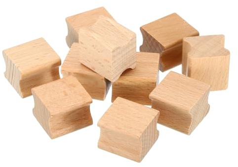 PATIKIL Soportes de Sello de Madera en Blanco de 20x20 mm, Paquete de 20 Bloques de Madera Dura para Hacer Sellos de Caucho de Bricolaje Estilo 2, Marrón