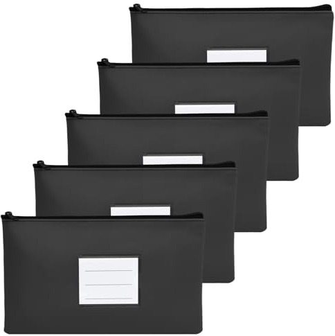5 Pcs Dokumentenmappe A5, Geldtasche Banktasche Leder, Geldscheine Aufbewahrung, Geldscheintasche Klein mit Reißverschluss und Fenster, Dokumententasche Wasserdicht, Geldmappe Schule Business (Set B)