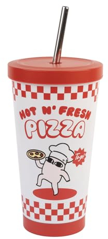 Grupo Erik Vaso termo Ketnipz - Vaso con tapa y pajita 550ml, taza termica con cepillo limpieza - Vaso termico café frio o caliente sin BPA - Termo para café, Taza termo cafe para llevar