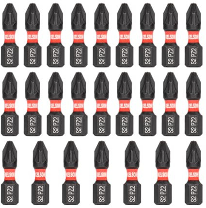 KELSON 25pcs PZ2 25mm Pozi 2 Impact Rated Screwdriver Bits 1/4 Universal
