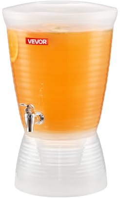 VEVOR Distributeur de Boissons Grande Capacité 10 L, Fontaine à Eau en Plastique, Distribution d’Eau Jus Limonade Thé Glacé, avec Robinet et Compartiment à Glace, pour Restaurants Cafés Hôtels