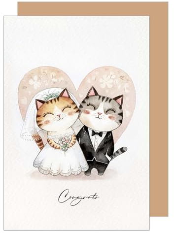 Edition Seidel Carte de vœux de mariage de qualité supérieure avec enveloppe - Carte de vœux avec texte en anglais pour homme et femme Mr. & Mrs. Just Married Congratulations (H514 SW025)