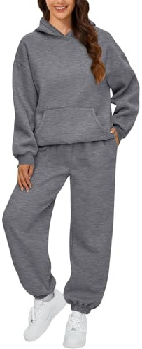 Angxiwan Jogginganzug Damen große größen 52/54 Jogginganzug Trainingsanzug Sportanzug 2 Teilig Hosenanzug Sportlich Hoodie und Hose Langarm Hausanzug Loungewear Sweatshirt Damen grün Baumwolle