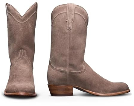 ENWIND Botas Tipo Vaquero De Ante para Hombre con Punta Puntiaguda, Botines De Tobillo Deslizables De Tacón Bajo,Gris,44 EU