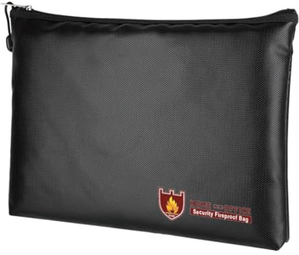 Borsa per documenti ignifuga – Custodia sicura ignifuga e resistente all'acqua da 35×26 cm, protezione a doppio strato in foglio di alluminio per denaro, documenti A4, passaporti e oggetti di valore