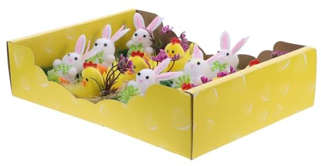SUPVOX 12 Pezzi Mini Pulcini e Coniglietti di Peluche Soffici, Decorazioni Pasquali per Riempitivi di Cestini e Ornamenti da Giardino, Figure di Animali da Gioco
