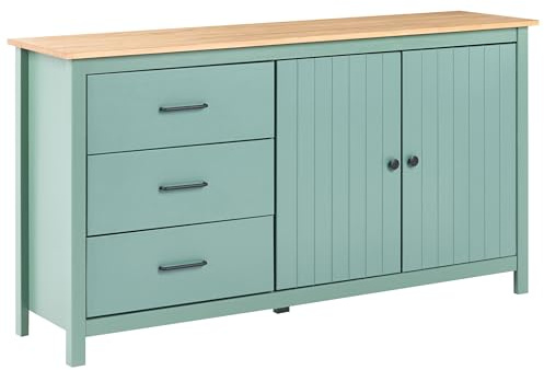 Skandinaviskt Sideboard med Hyllor och Lådor Förvaring Trä Vardagsrum Grön Leonora
