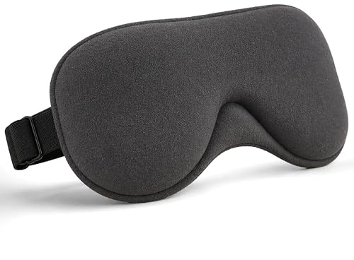 Maschera Per Dormire Occhi in Tessuto Morbido Traspirante, Benda Notte Oscurante con Cinturino Regolabile, Sleep Mask Grigio Scuro
