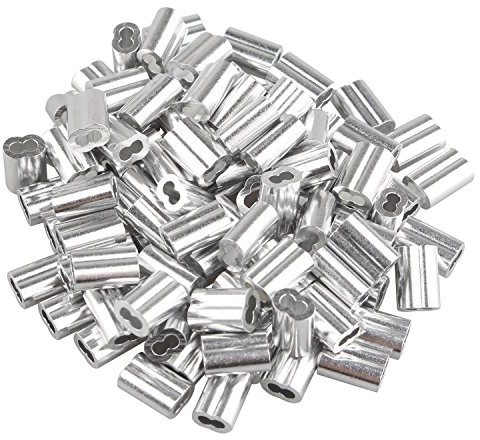 Futheda Lot de 100 manchons à sertir en aluminium avec double embouts/trous pour câble 1,5 mm Argenté