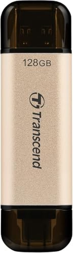 Transcend JetFlash 930C Dual USB-Stick 128GB – USB-C & USB-A, extrem schnell bis zu 420MB/s, kompatibel mit iPhone 15/16, iPad, MacBook, Android & PC, Gold – TS128GJF930C