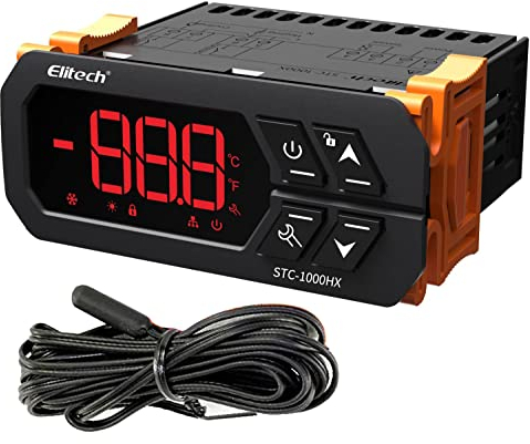 Elitech STC-1000HX Termostato Digitale a Temperatura Ambiente con LED di Allarme Termostato Intelligente -50℃~99℃ con sensore AC 220V