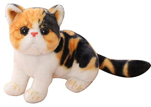 JAWSEU Chat en Peluche, Chat Interactif en Peluche Chat Peluche Simulation Chats Peluche Animaux Réalistes Chat en Peluche Kawaii Jouets pour Garçons et Filles Cadeau d'anniversaire 26cm