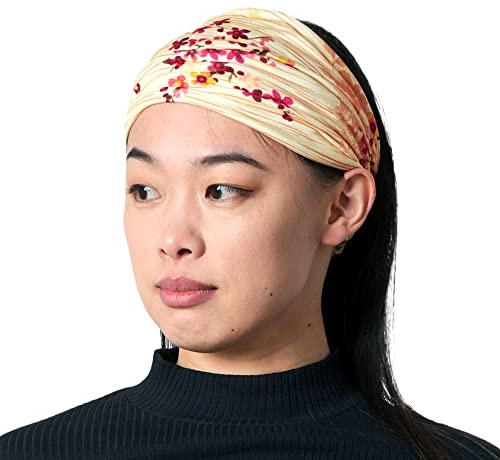 Fascia Per Capelli Donna E Uomo In Cotone Ecologico Stile Boho Preannodata, Parasudore Headband Yoga & Tennis Beige Fiore