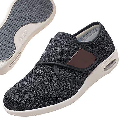 Scarpe Ortopediche Uomo Scarpe Diabetici Uomo Estive Scarpe Elasticizzate da Uomo per Riabilitazione o Piedi Difficili per Sport Anziani Escursionismo,Black gray,43.5 EU