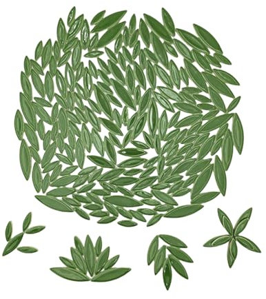 Leaf Petal Ceramic Mosaic Tiles for Crafts, 500g Irregular Mosaic Pieces, Petal Mosaic Tiles DIY Mosaic Making Stones for Craft Hobby Arts Wall Decoration (Green)