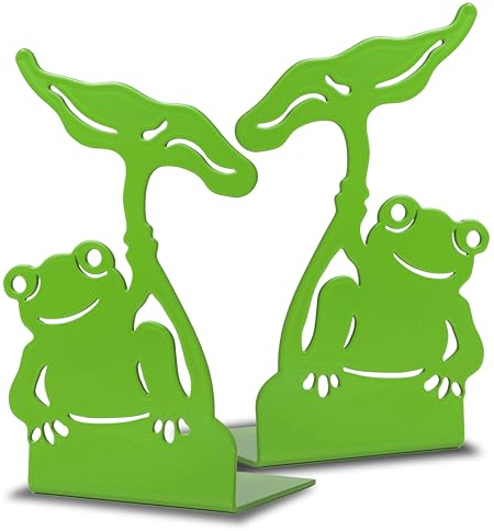 IPEA Fermalibri per Libri dei Bambini - Made in Italy - 2 Pezzi - Fantasia Rana - Ferma Libri Decorativi in Metallo per Cameretta, Casa, Scuola, Scrivania, Scaffali - Reggilibri per Fantasia dei Bimbi