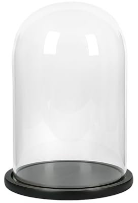 Cúpula de cristal con base de madera, campana de cristal con base de madera, cristal con tapa, campana de cristal decorativa, grande, 30 cm, cúpula de cristal, decoración de cristal, para decoración