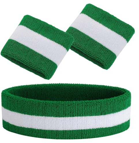 Voarge 3-delat svettband set sport pannband armband-set svettband för sportiga män och kvinnor för löpning cykling