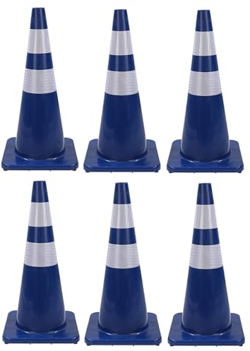 YCYRF Confezione da 6 Coni Stradali, Cono Stradale, Birilli Stradali, Avvertimento per Uso Esterno e Interno, Parcheggi, Cantieri, Strade, Allenamento di Calcio(Blue)