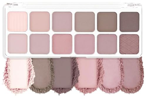 Muorruo Paleta de sombras de ojos de 12 colores, paleta de maquillaje de sombras mate, paleta de sombras natural y neutra, duradera y altamente pigmentada, mejora tu maquillaje de ojos, 08#