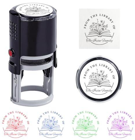Sello Personalizado para Tinta Comercial, Sello de Empresa con 5 Colores de Tinta, Sello de Biblioteca Autoentintable para Mascotas, Maestros, Mujeres y Hombres